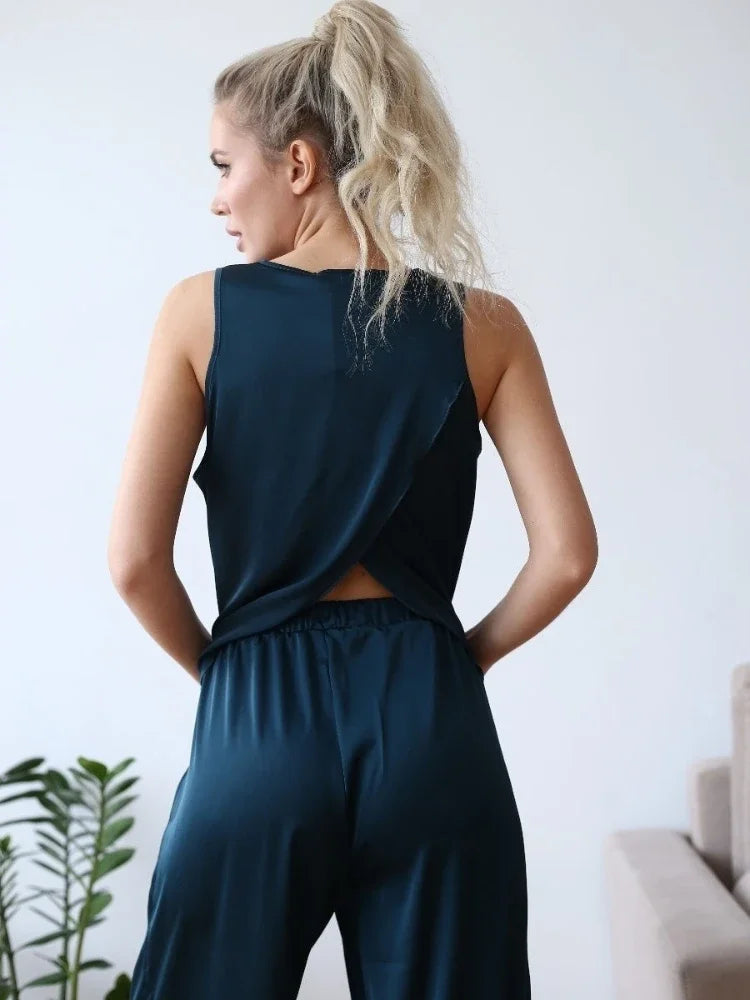 BornLadies Women's Two-Piece Vest & Loose Trousers Set