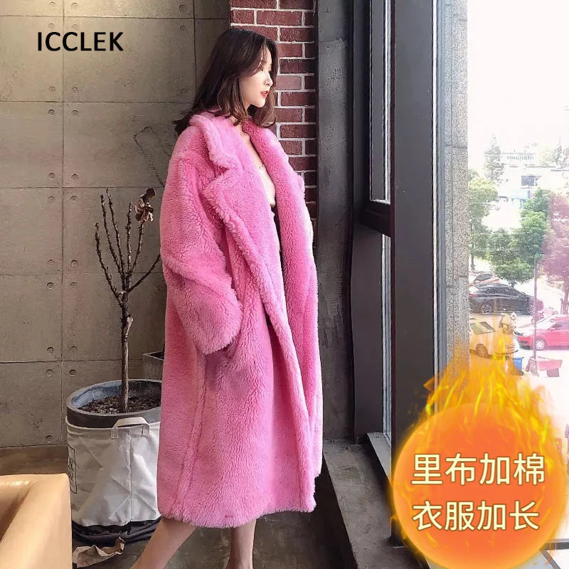 Women's Casual Loose Fit Faux Fur Coat – Thick, Warm, and Luxuriously Cozy Jacket