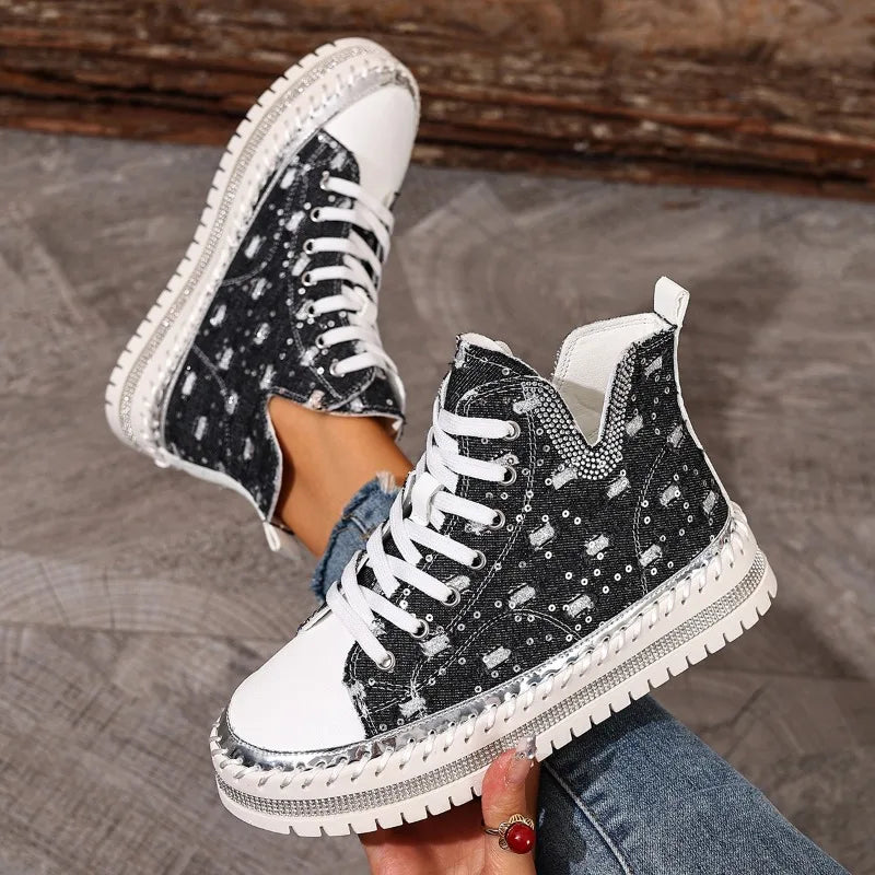 Women's Breathable High-Top Canvas Sneakers