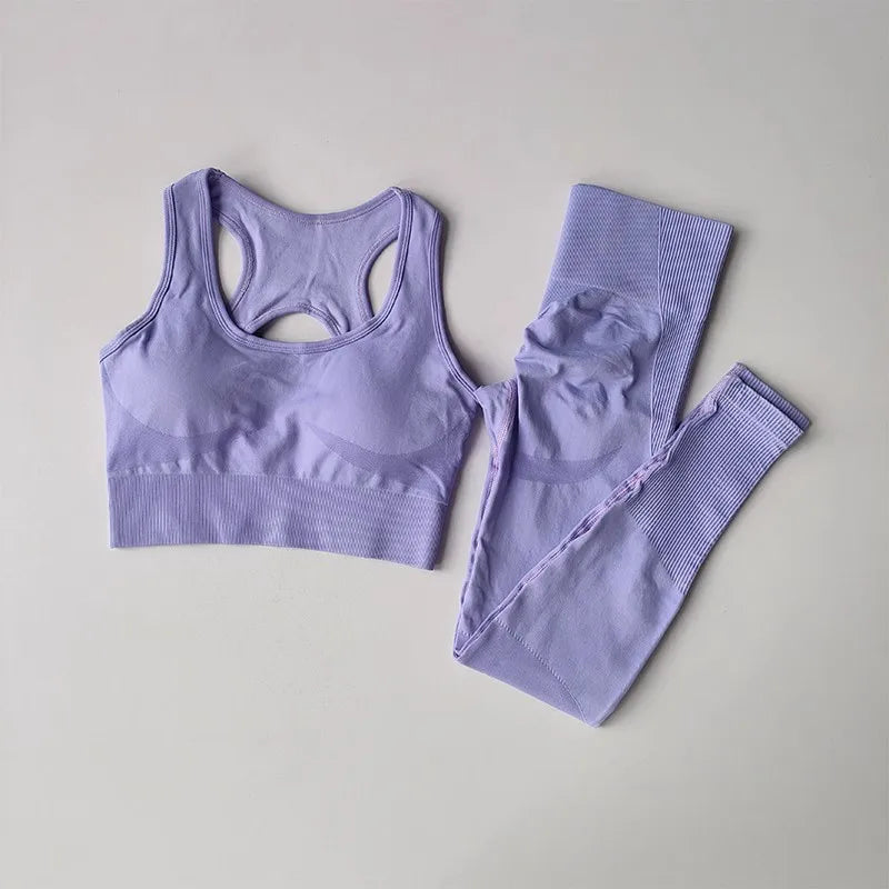 High Waist Seamless Leggings and Bra Set for Women