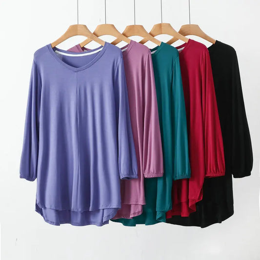 Women's V-Neck Loose Fit Tunic Top
