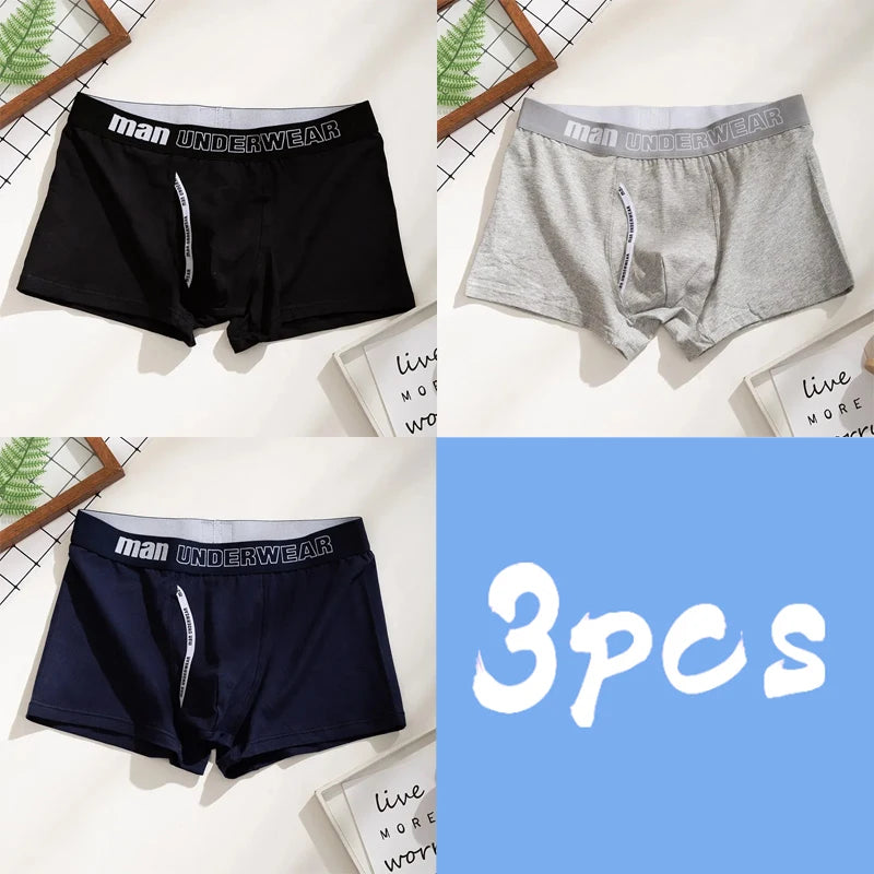 3-Pack Men's 100% Cotton Comfortable Fitted Boxers - Soft Close-Fitting Underwear