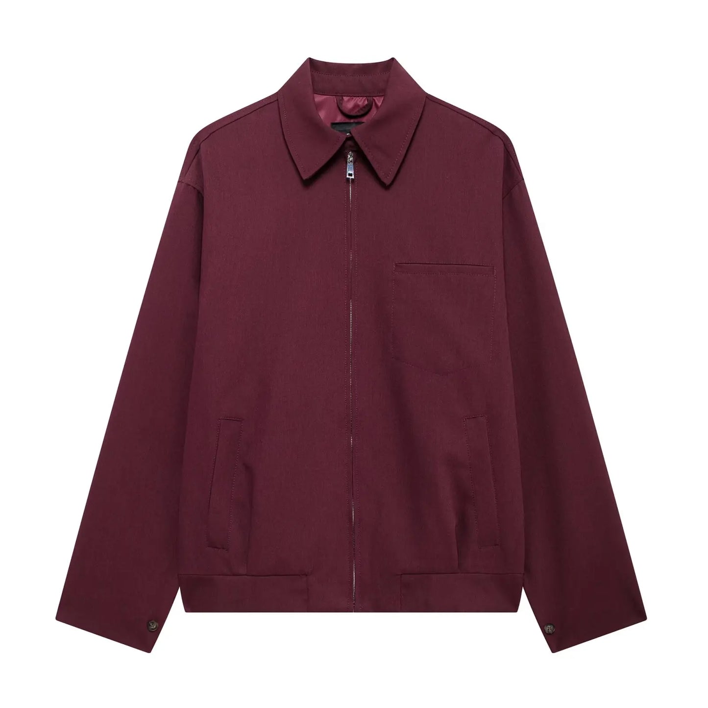TRAF Zipper Bomber Jackets for Women Autumn Outerwears Overcoat Female Long Sleeve Loose Jacket Women Coats Retro Women's Jacket