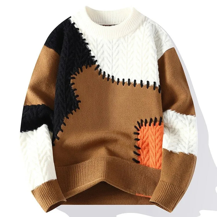 Men's Loose Fit Faux Mink Round Neck Sweater