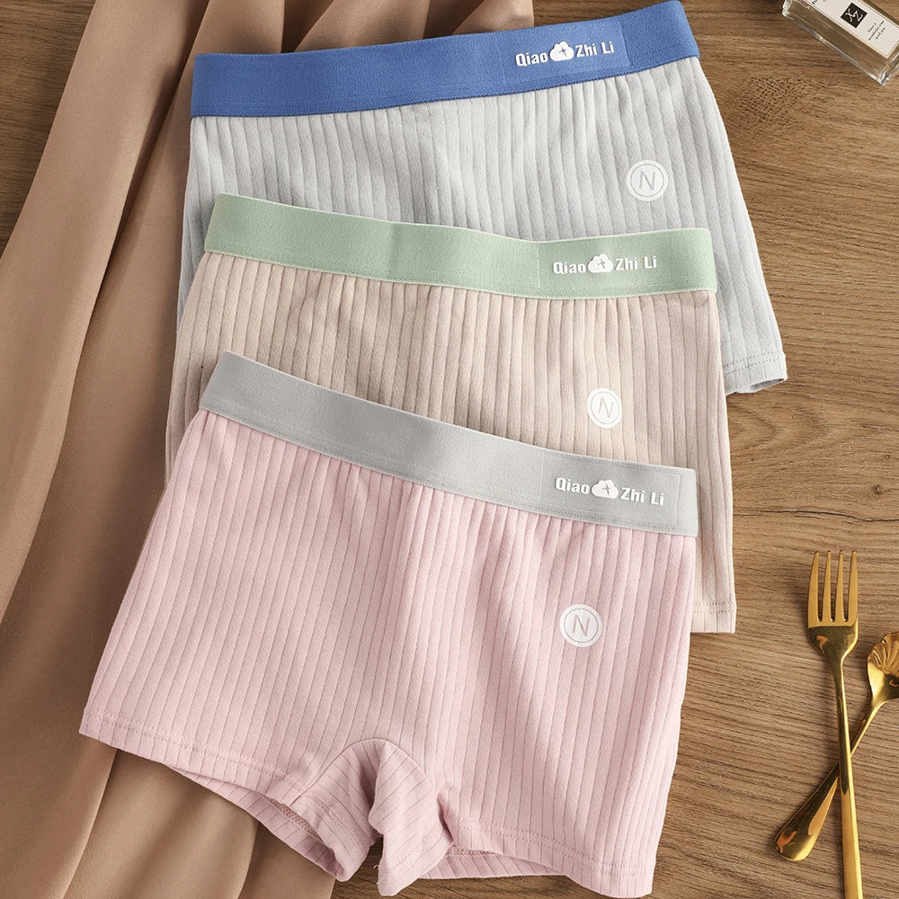 Women's 3-Pack Cotton Striped Breathable Briefs - Comfortable and Stylish Underwear Set