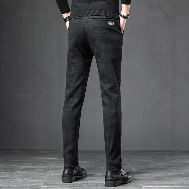 Men's Slim Fit Plaid Stretch Trousers