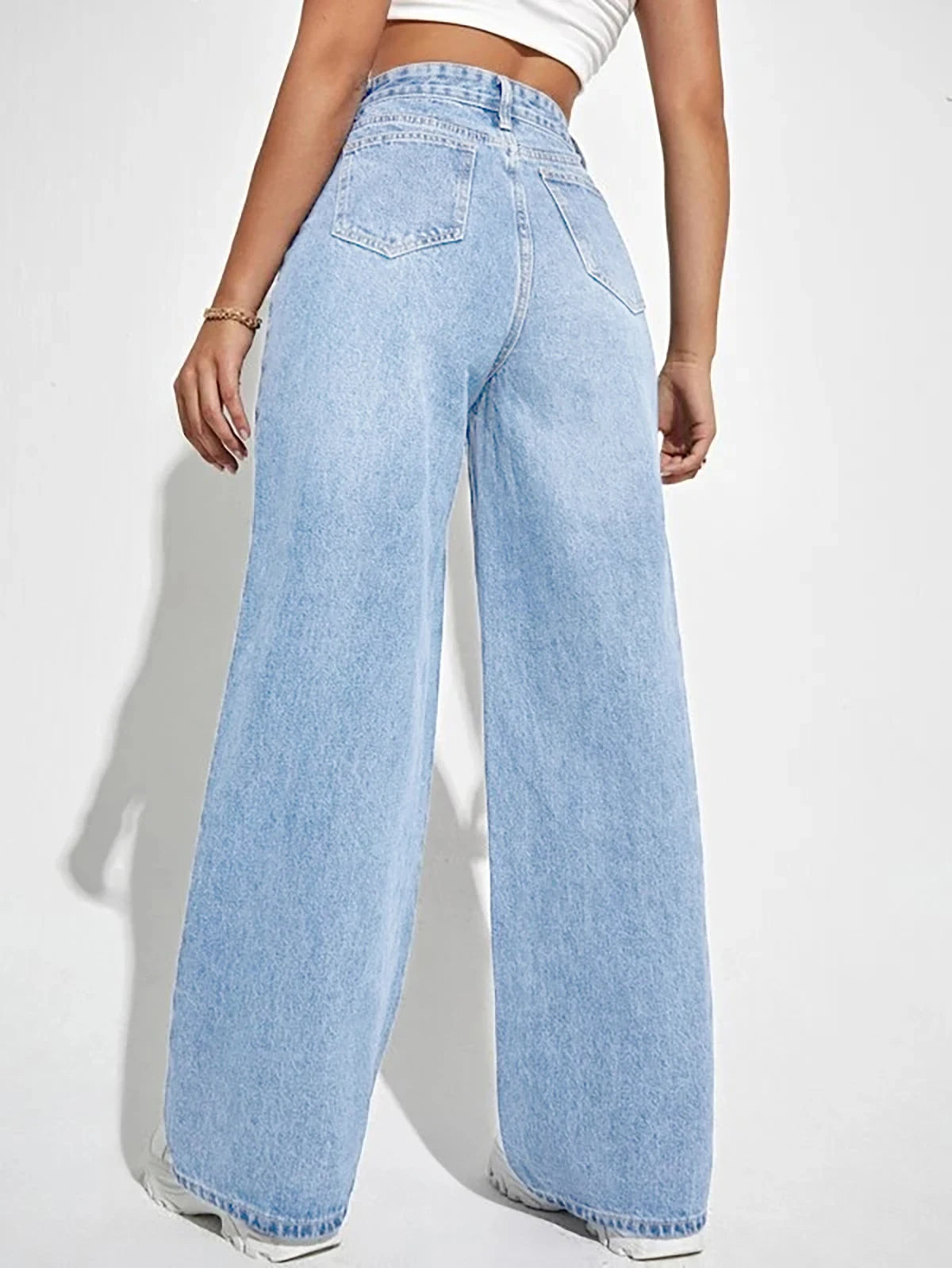 Women's High-Waist Loose Fit Denim Wide Leg Pants