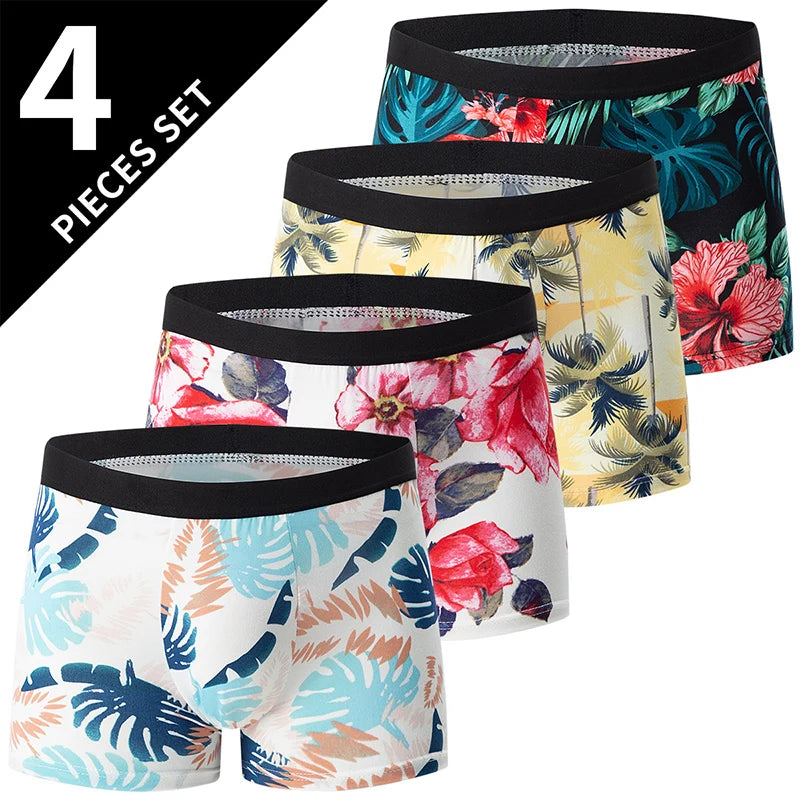 4-Pack Men's Comfortable Hipsters with Assorted Pattern Prints