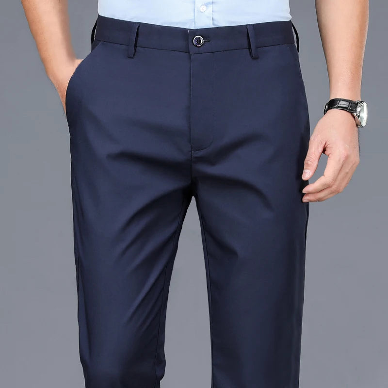 Men's Stretchy Straight Leg Trousers - Various Colors