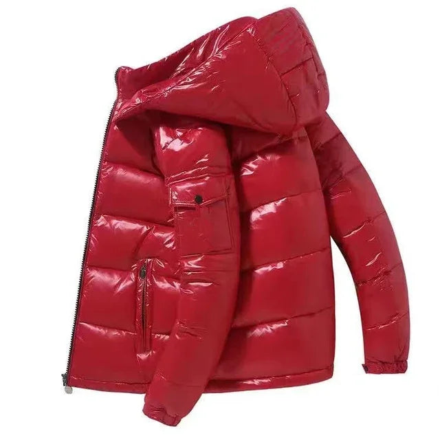 Men's Glossy Hooded Down Parka Jacket