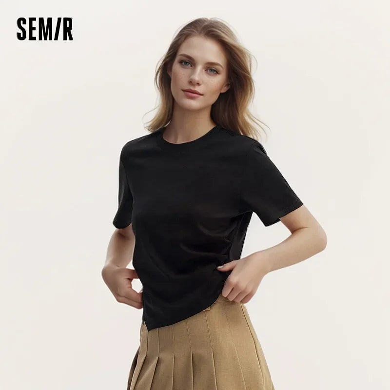 Slim Cotton T-Shirt for Women by Semir - Short Sleeve Stylish Tee