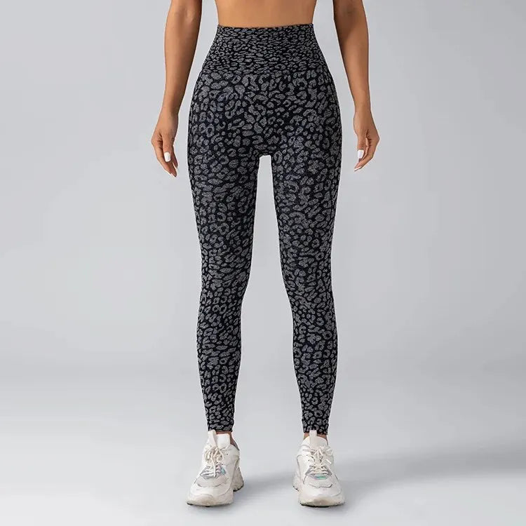 Women's Leopard Print Yoga Pants with Hip Lift and High Elasticity
