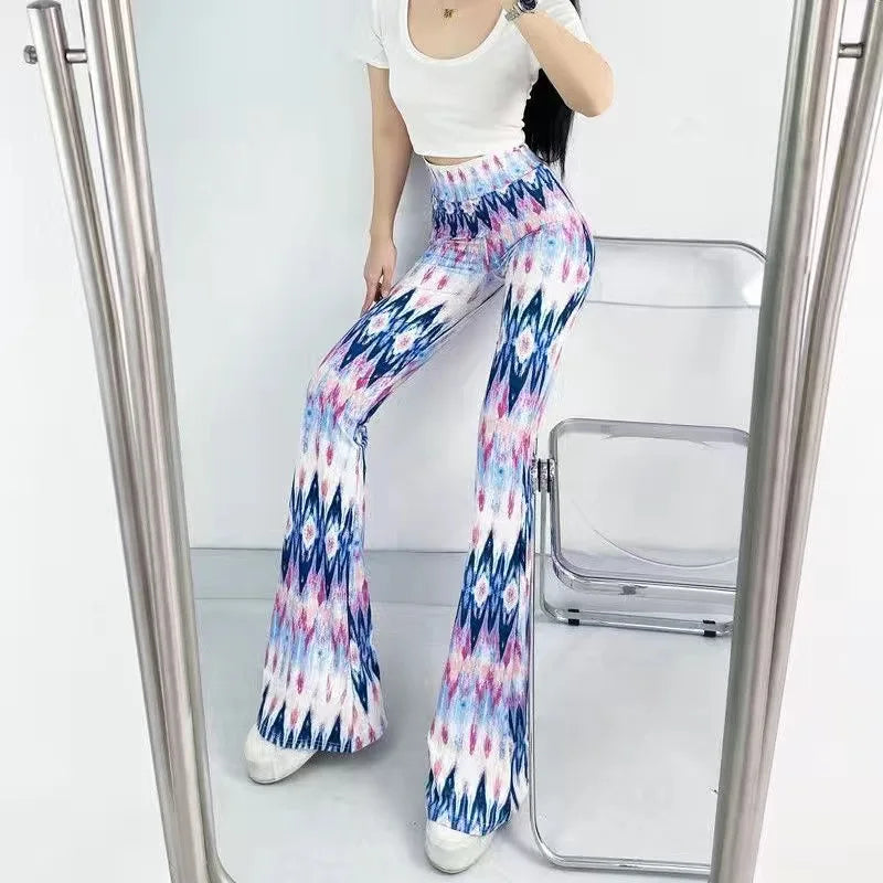 Women's Slim High Waist Striped Flare Pants
