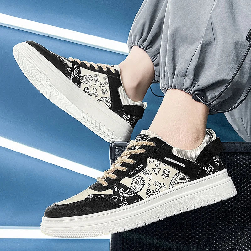 Men's Waterproof Vulcanized Faux Leather Sneakers
