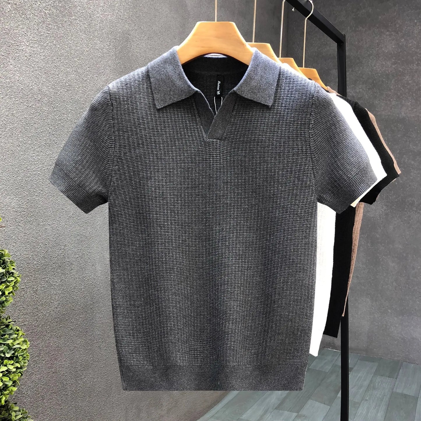 Men's Korean Style Slim Fit Polo Shirt – Thin Knit T-Shirt for Men