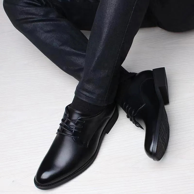 Men's Faux Leather Heightening Shoes - Stylish Elevated Men's Footwear