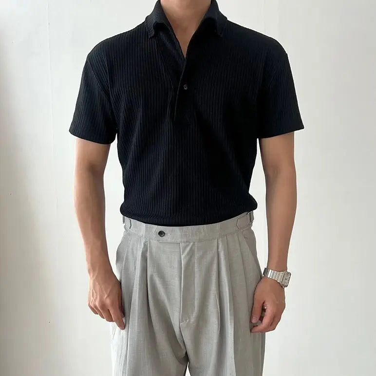 Men's Breathable Polo T-Shirt with Vertical Thread Design