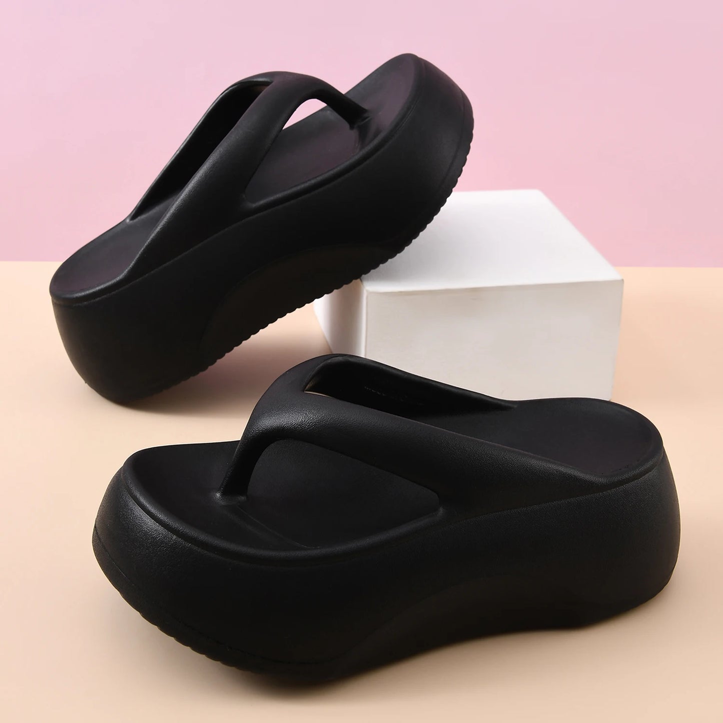 Women's Platform Flip Flops – Soft Sole EVA Slippers with Non-Slip Grip, Comfortable Slides