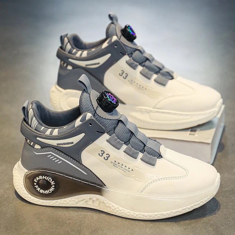 Men's Durable Sneakers with Rotating Tightening Disc – Non-Slip Lace-Up Athletic Shoes