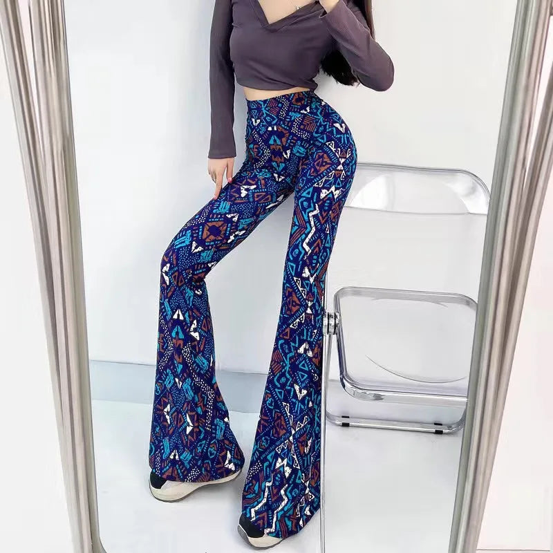 Women's Slim High Waist Striped Flare Pants