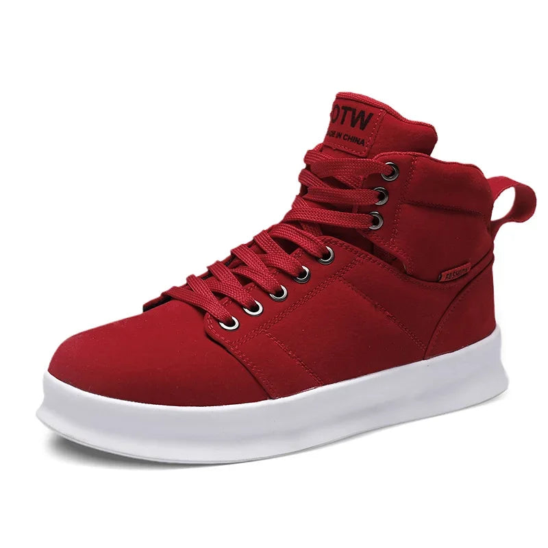 Men's High-Top Lace-Up Vulcanized Sneakers - Stylish and Durable Footwear