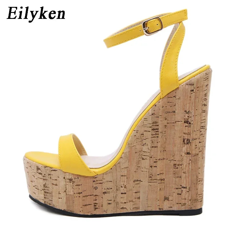 Eilyken Women's Roman Open Toe Platform Wedges with Ankle Buckle Strap High Heels