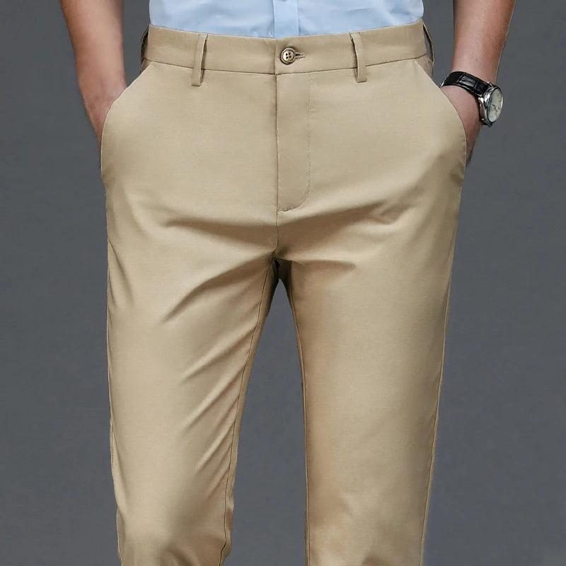 Men's Stretchy Straight Leg Trousers - Various Colors