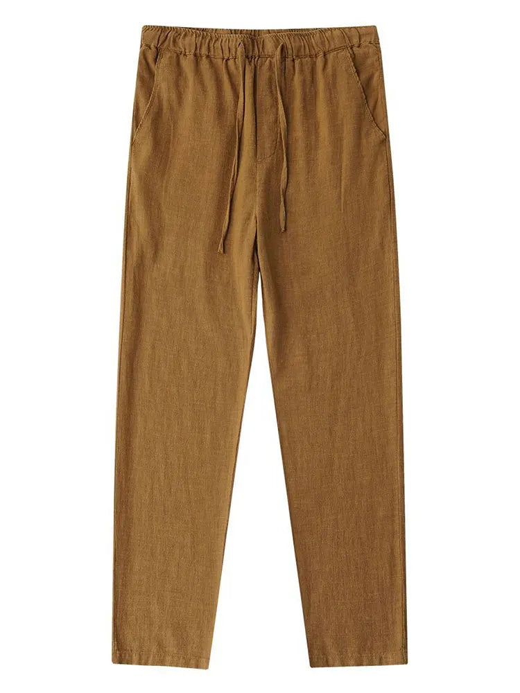Men's Casual Lightweight Cotton Linen Wide Leg Pants