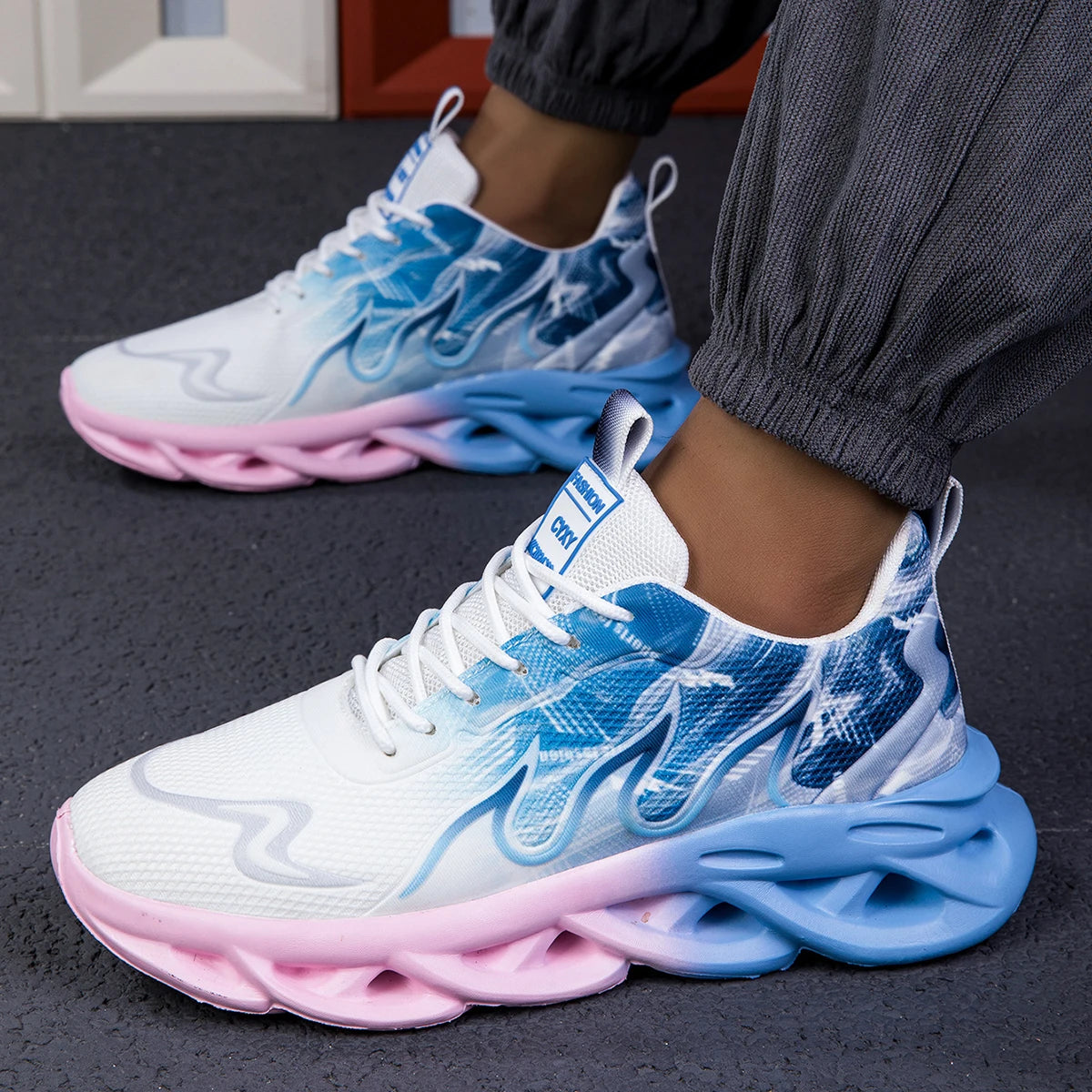 Unisex Lightweight Mesh Running Sneakers - Breathable, Comfortable, Flat Lace-Up Athletic Shoes