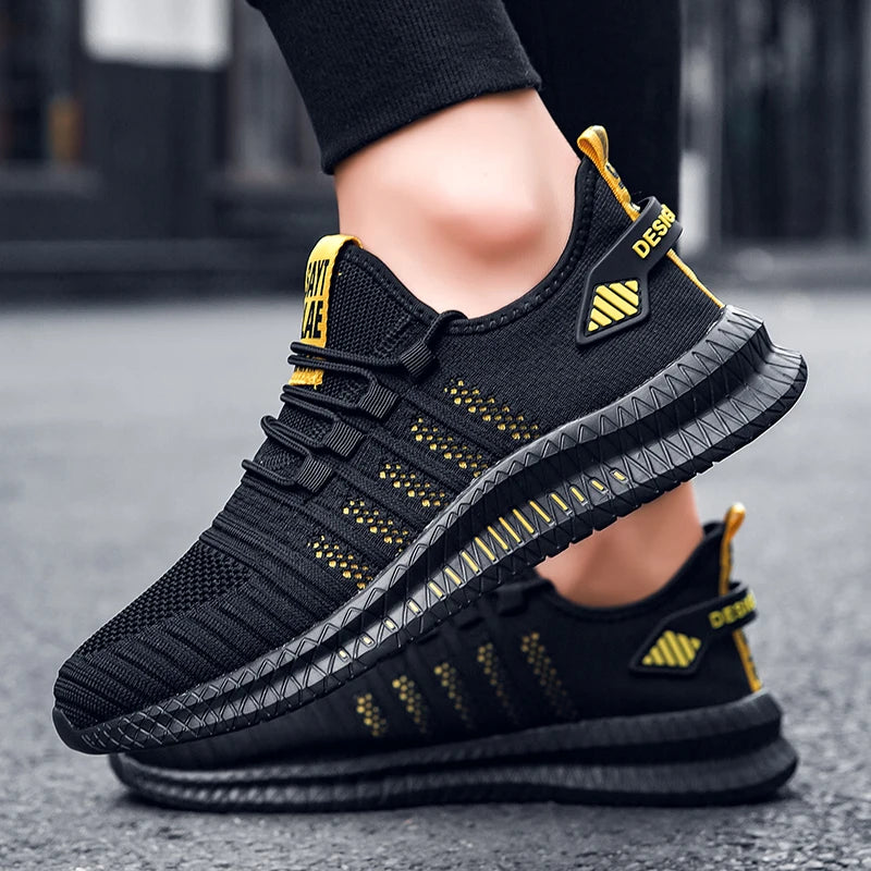 Men’s Breathable Mesh Casual Sneakers – Lightweight Lace-up Athletic Shoes
