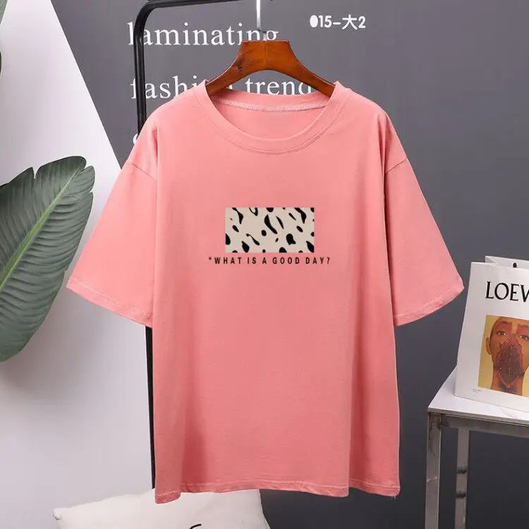 Women’s Oversized Cotton Leopard Print T-Shirt - Hirsionsan Fashion Top