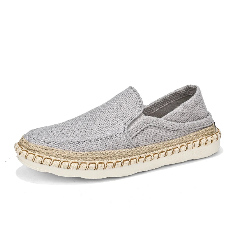 Comfortable Men's Slip-On Flats - Breathable Canvas Linen Loafers for Men