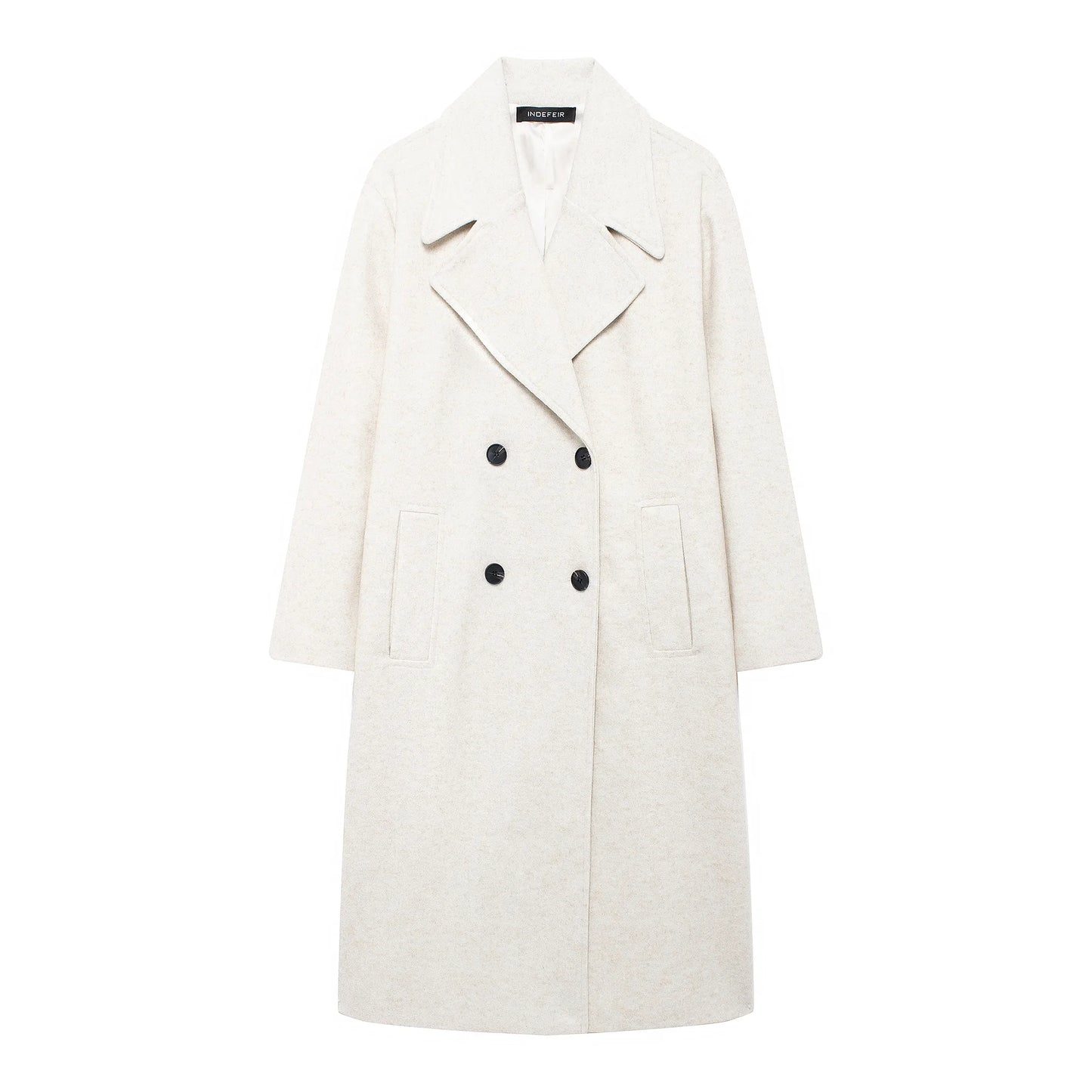 TRAFZA Women's Long Sleeve Lapel Coat - Warm Thick Trench Jacket