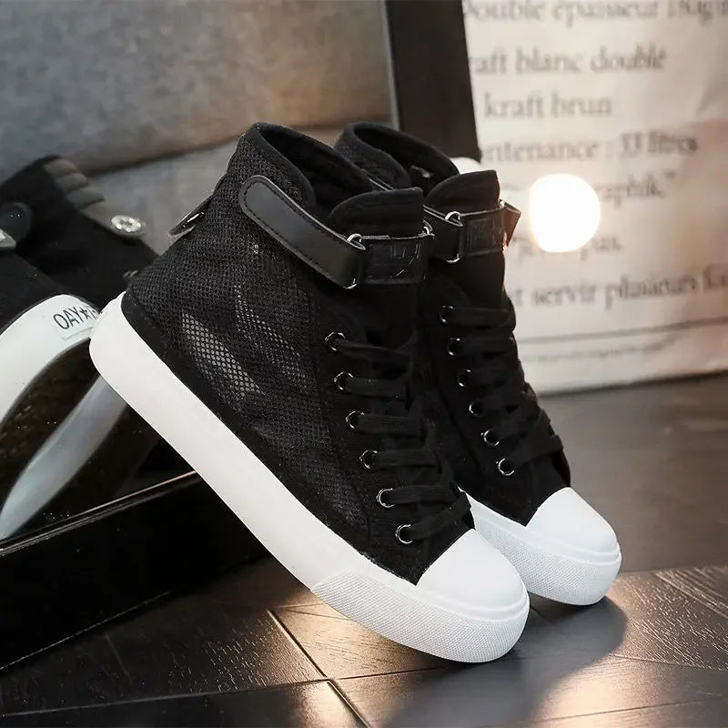 Women's High Top Mesh Lace-Up Sneakers