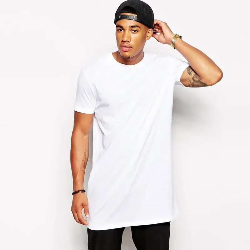 Men's Long Cotton T-Shirt - Comfortable & Stylish Fit for Everyday Wear