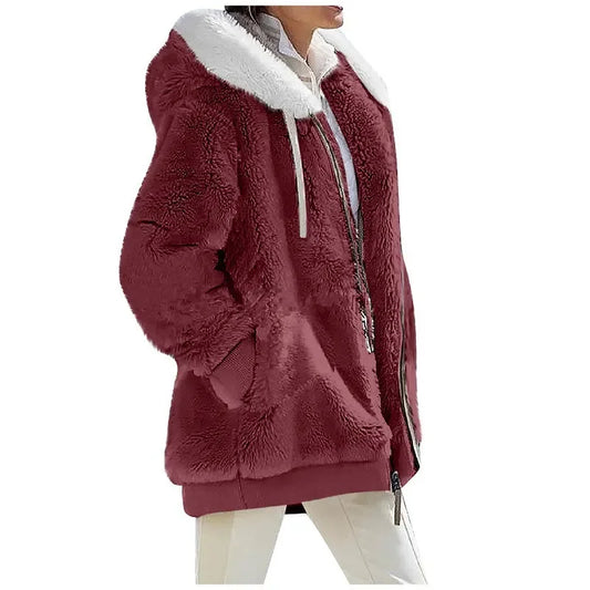 Womens Fleece Lined Hooded Jacket - Various Colors