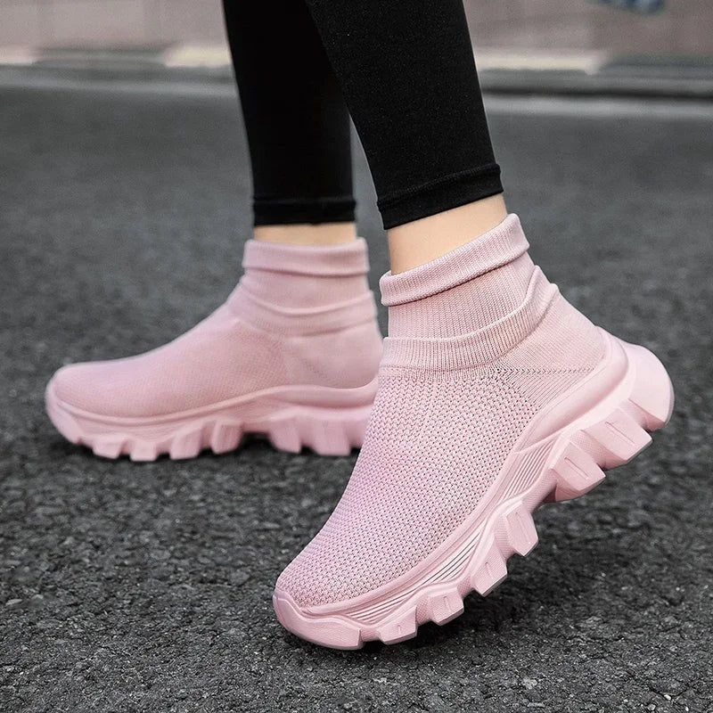 Women's Light Ankle Sock Boots – With Non-Slip Thick Soles - Various Colors
