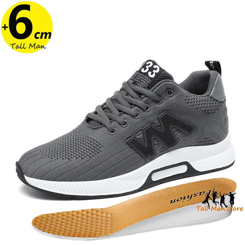 Men's Elevator Sneakers with 6cm Height-Increasing Insole