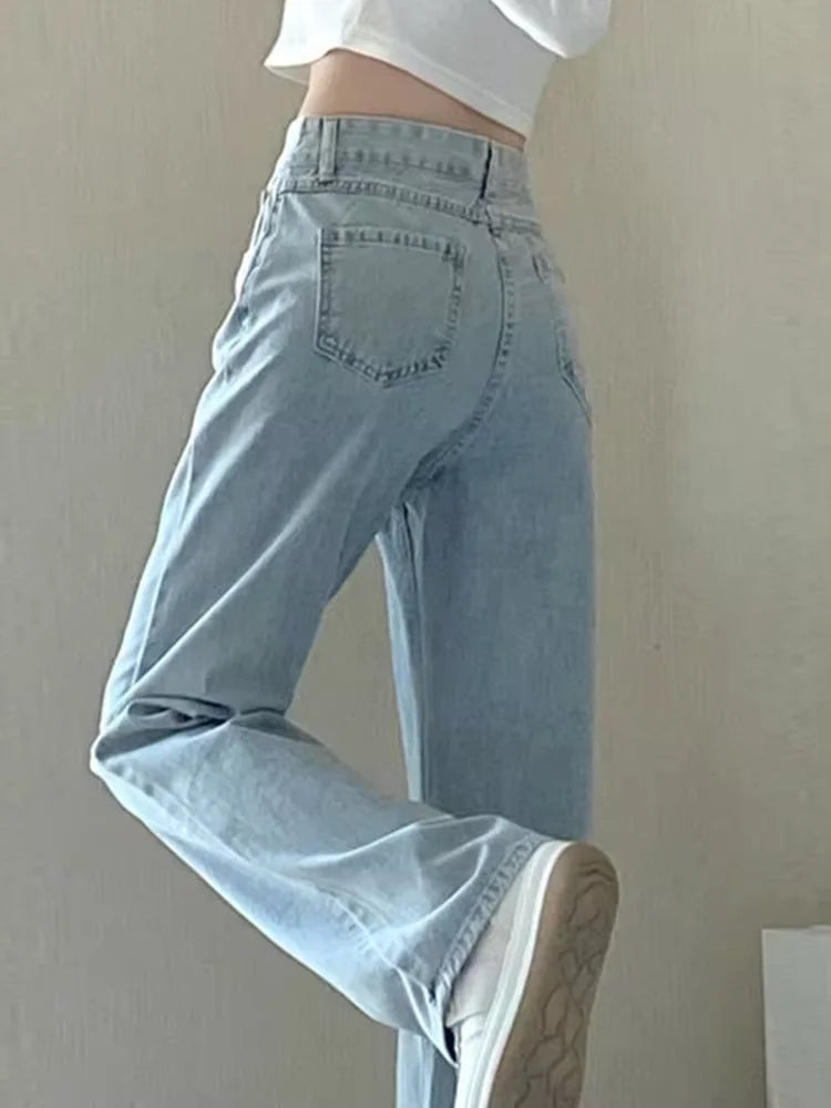 Vintage Women's Denim Jeans - Straight Leg, Loose Fit Wide Leg Casual Trousers