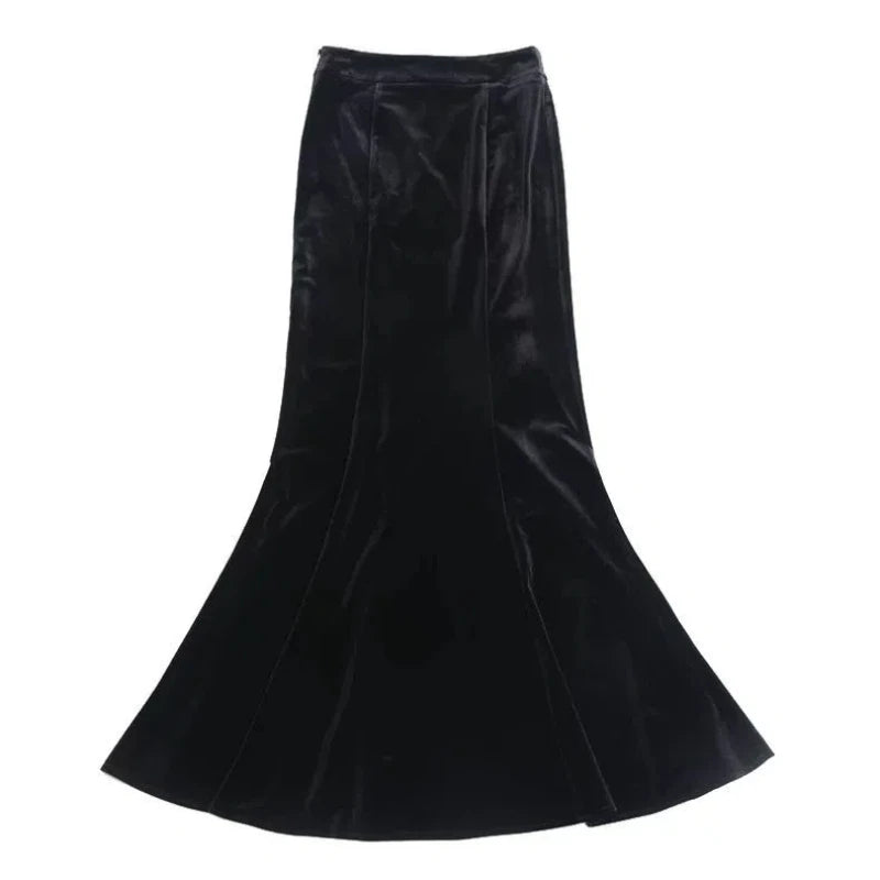 Women's Velvet Fishtail Slim Skirt – Elegant & Stylish Velvet Skirt for Women