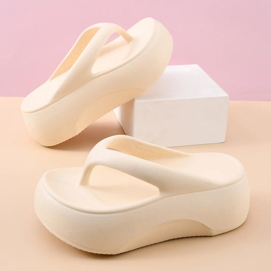 Women's Platform Flip Flops – Soft Sole EVA Slippers with Non-Slip Grip, Comfortable Slides
