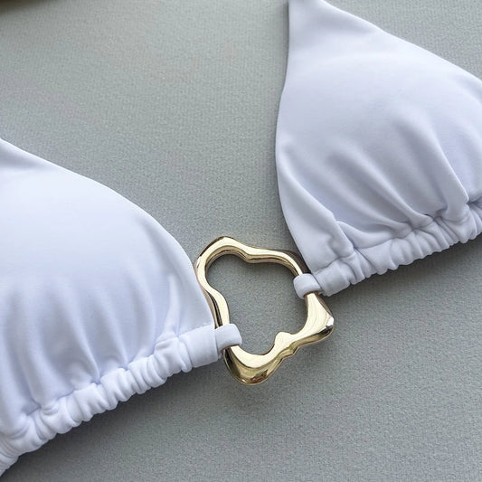 High-Waisted Two Piece Thong Bikini Set for Women