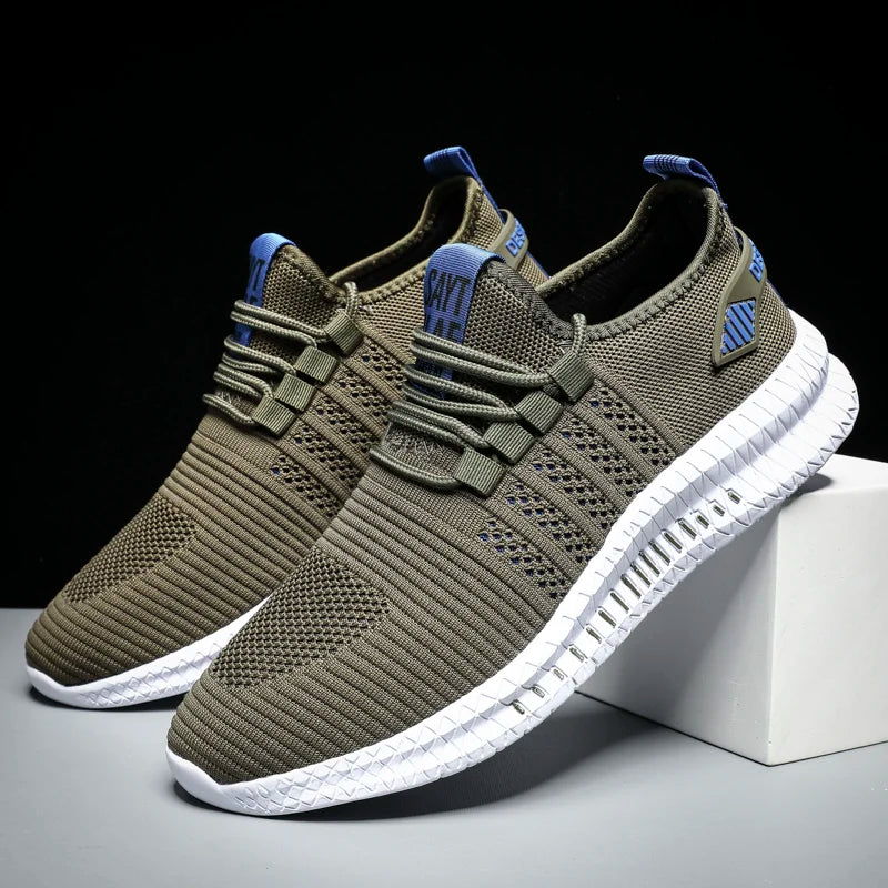 Men’s Breathable Mesh Casual Sneakers – Lightweight Lace-up Athletic Shoes