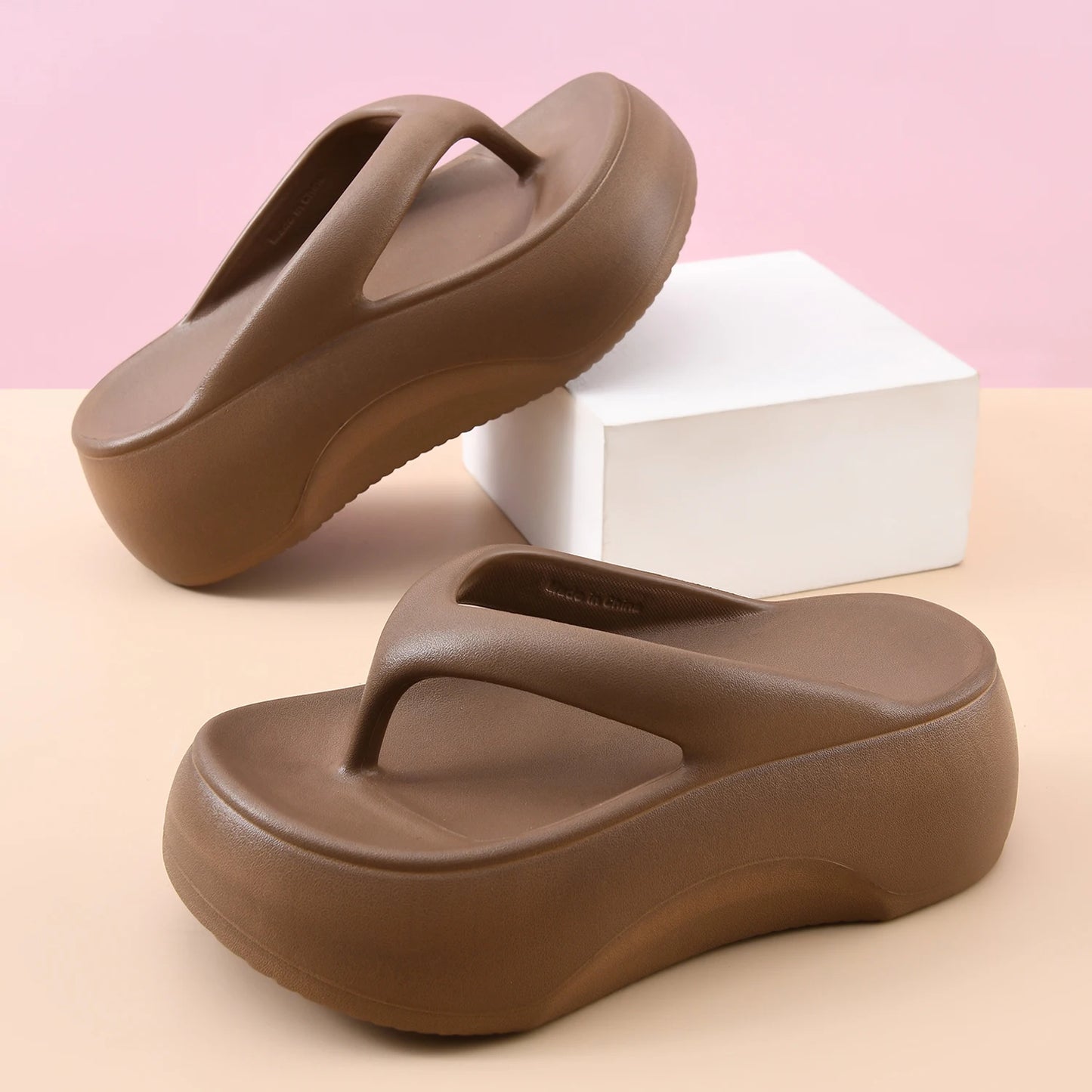 Women's Platform Flip Flops – Soft Sole EVA Slippers with Non-Slip Grip, Comfortable Slides