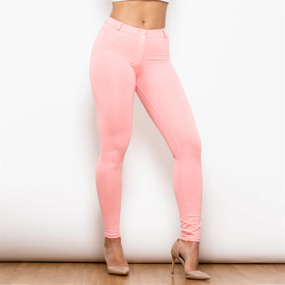 Women's Slim Fit Stretch Skinny Pants - High-Waisted Pencil Trousers with Push-Up Design