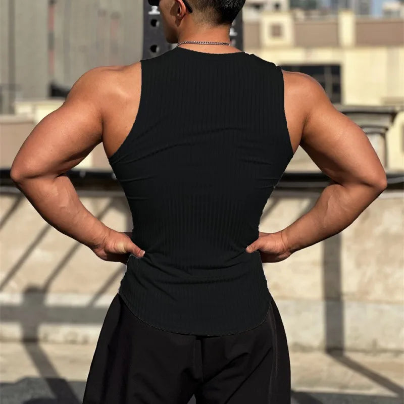 Men's Elastic Striped Tank Top