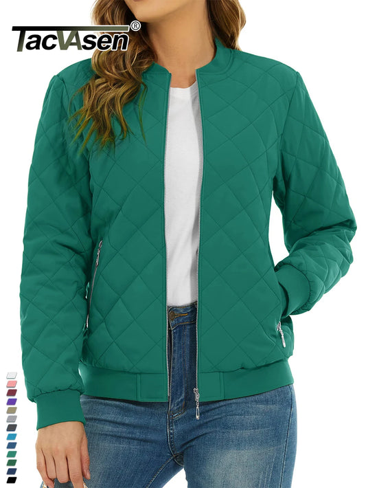 TACVASEN Women's Padded Warm Jacket – Diamond Quilted Zip-Up Winter Coat