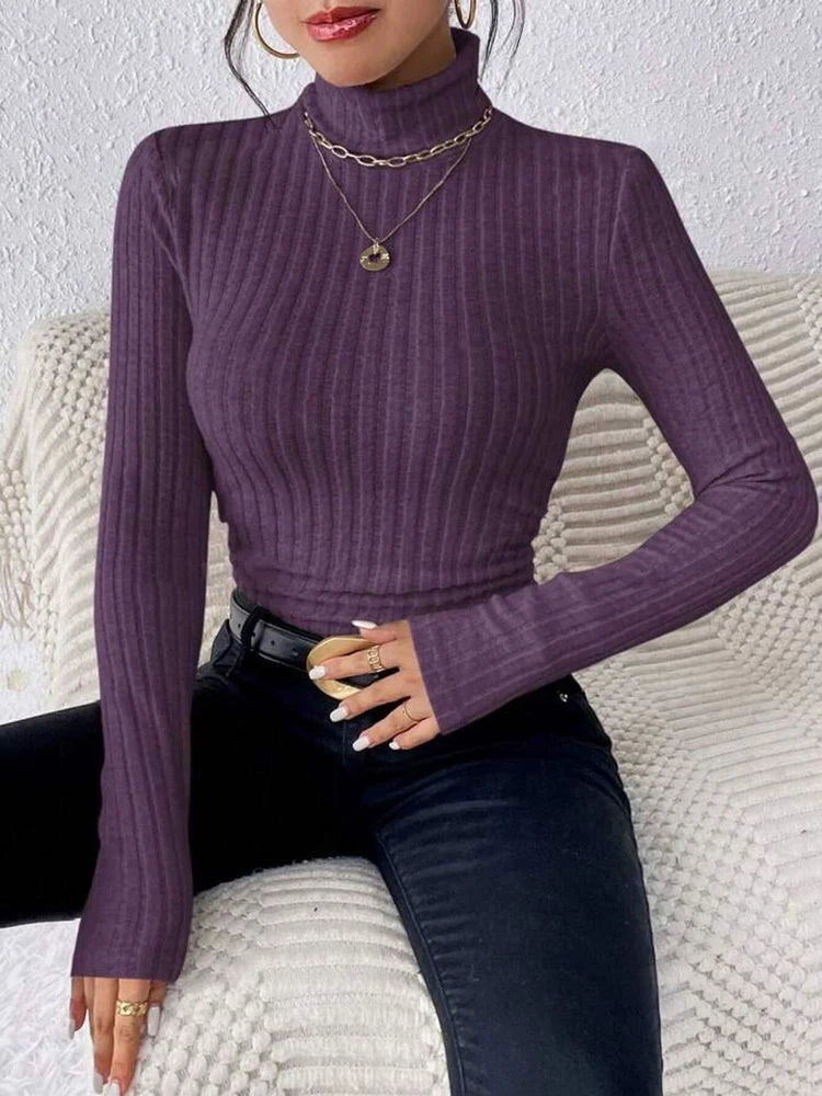 Women's Long Sleeve Slim Fit Turtleneck Sweater