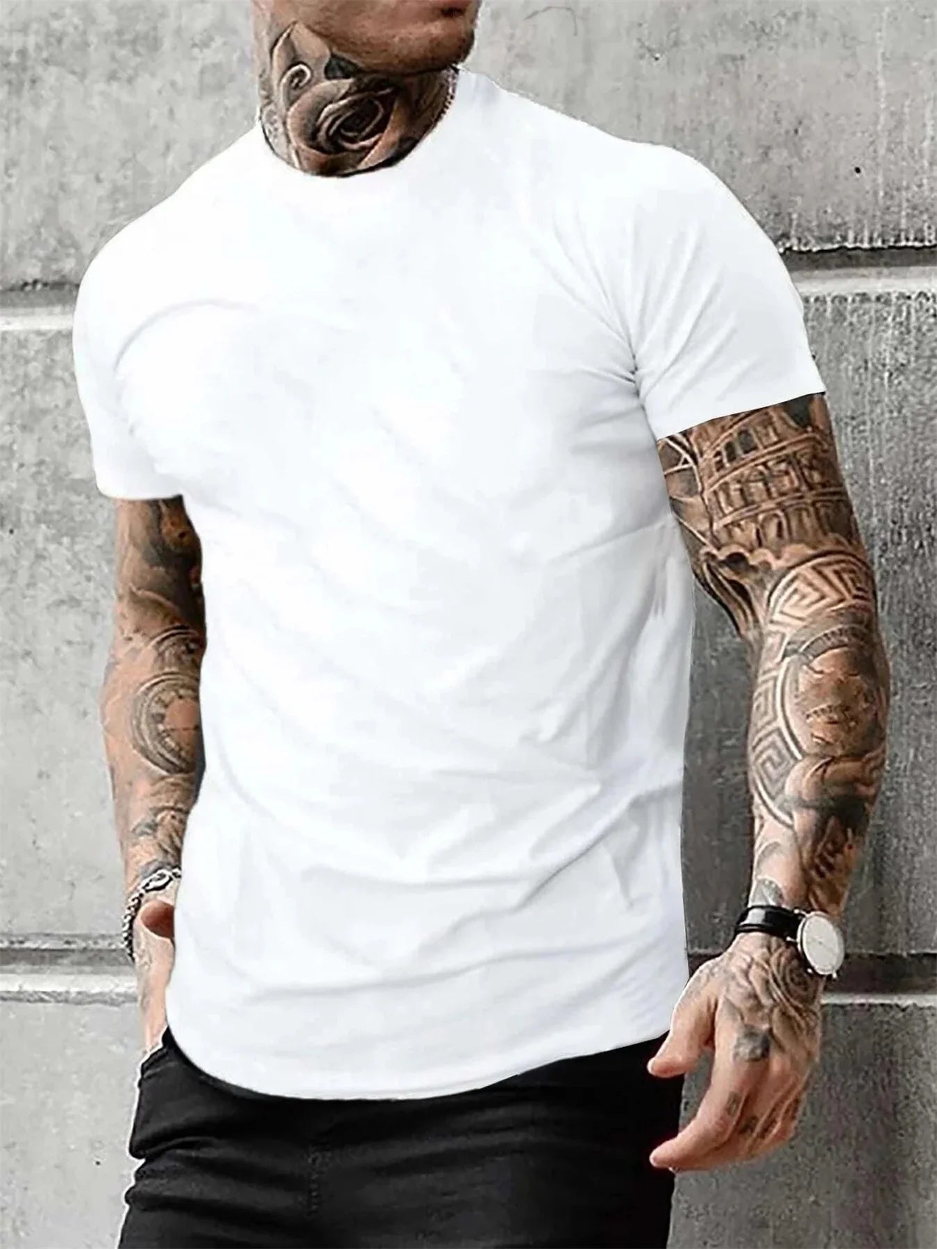 Men's 100% Cotton Casual T-Shirt with NY Letter Print