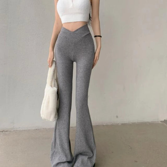 Women's Knitted High-Waist Wide-Leg Flare Pants